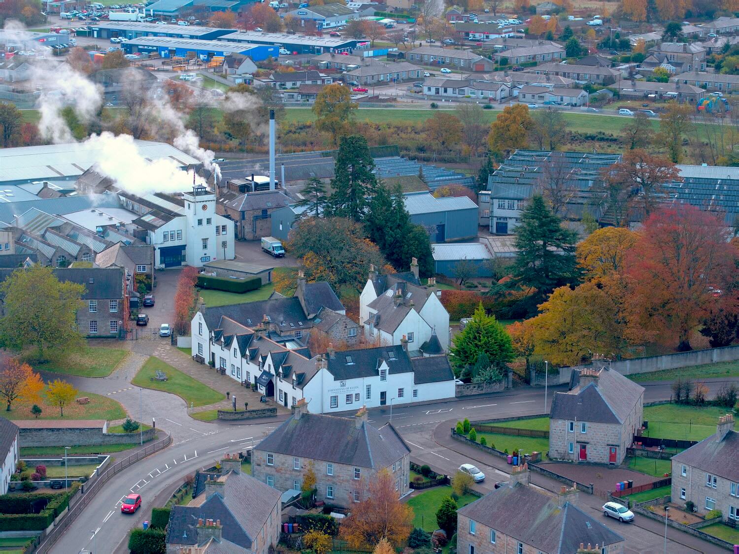 An aerial view of Johnston’s of Elgin. Credit Rotorworx/HIE
